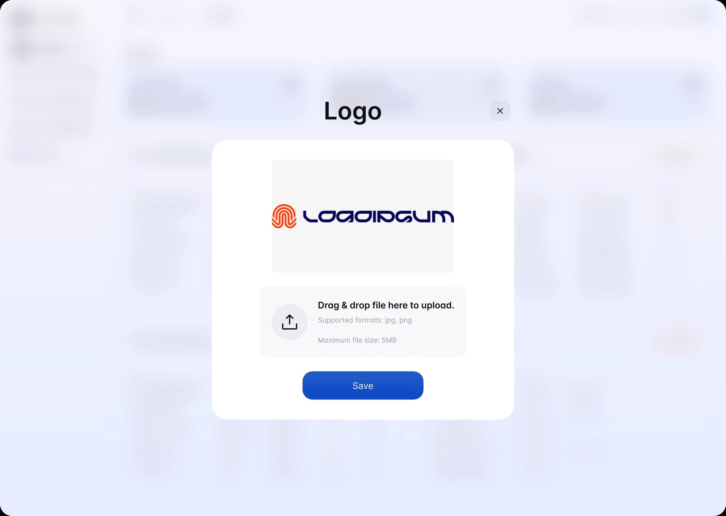 Adding a new logo file to the certificate logo upload area